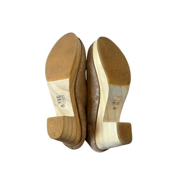 Free People Monroe Clogs size EU 40 US 8.5 Chunky Gold Foiled Tan Patent Leather - Picture 10 of 13